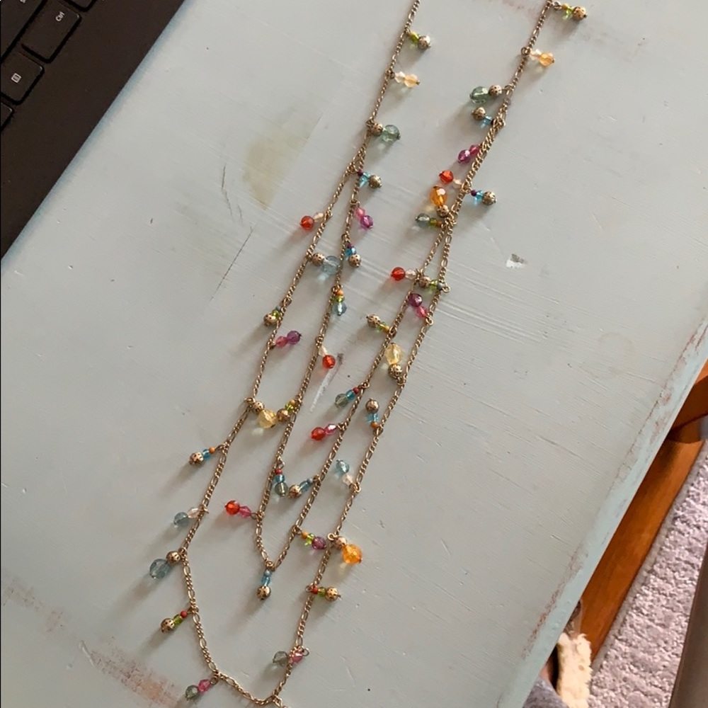 Gold colorful beaded necklace